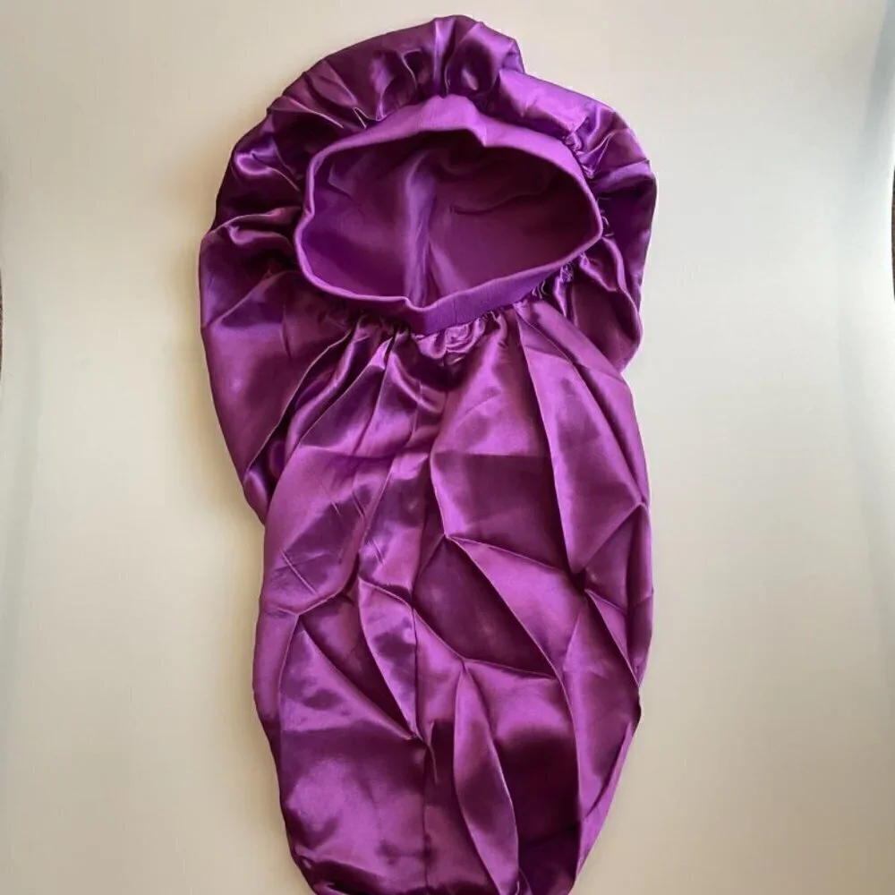 LONG BONNET NIGHT CAP PURPLE SLEEP CAP